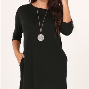 New Black Pocket Dolman Tunic